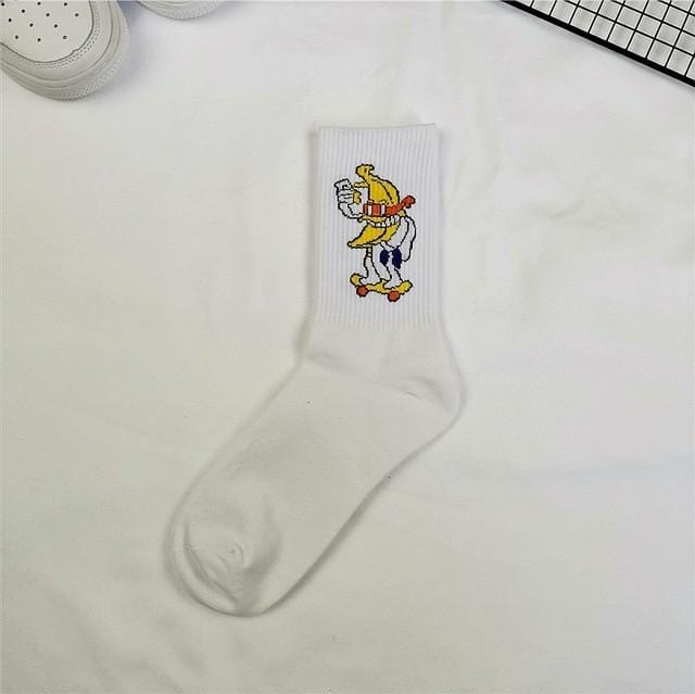 Koreanischer Stil, Mode, Spaß, Hip-Hop-Skateboard-Socken, Street-Style, Cartoon-Bananen-Kaktus-Mond-Flammen-Socken, Unisex, glückliche lange Socken