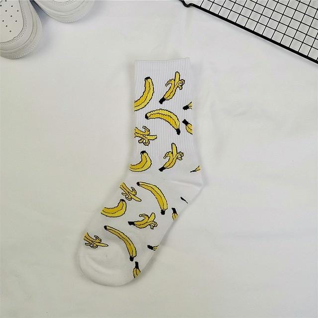 Koreanischer Stil, Mode, Spaß, Hip-Hop-Skateboard-Socken, Street-Style, Cartoon-Bananen-Kaktus-Mond-Flammen-Socken, Unisex, glückliche lange Socken