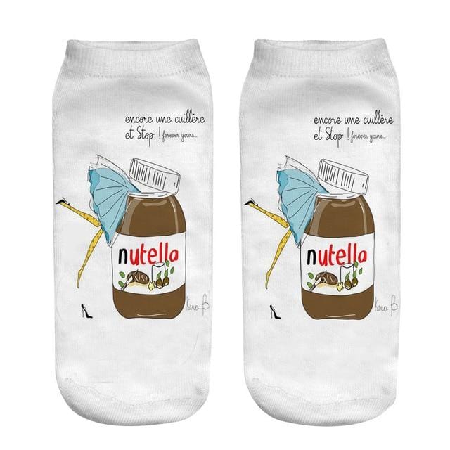 Frauen lustige süße 3D-Druck Lebensmittel weiß Nutella Charakter Socken Unisex Cartoon Katze Einhorn Weihnachtsgeschenk Socken Dropship