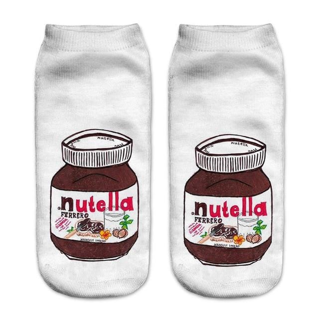 Frauen lustige süße 3D-Druck Lebensmittel weiß Nutella Charakter Socken Unisex Cartoon Katze Einhorn Weihnachtsgeschenk Socken Dropship
