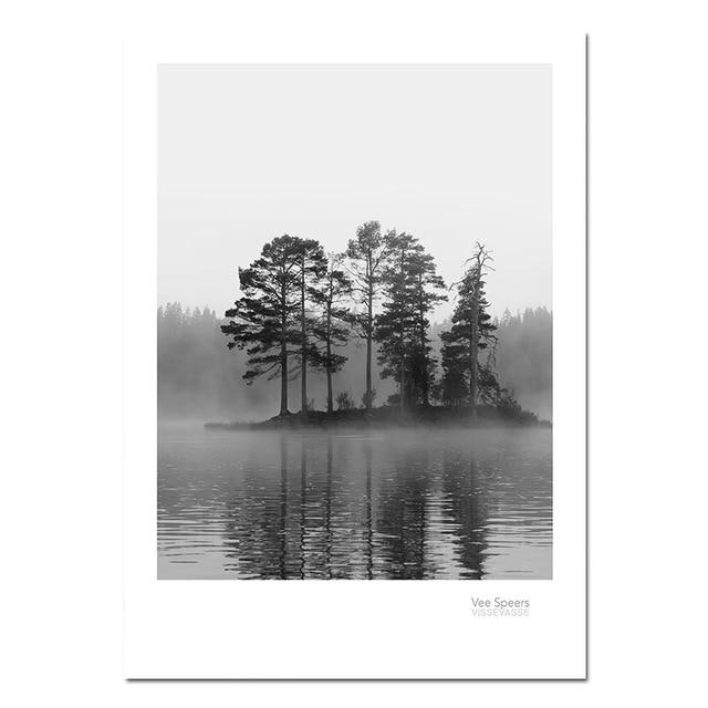 Scandinavian Landscape Canvas Poster Nordic Style Lake Boat Forest Nature Wall Art Print Painting Decoration Pictures Home Decor