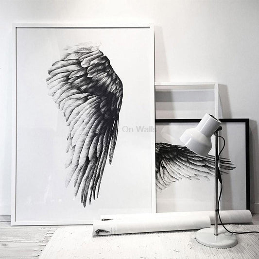 No Frame Angel Wings Poster Scandinavian Canvas Painting For Living Room Wall Picture Black White Print Nordic Art Home Decor