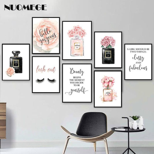 Scandinavian Style Fashion Wall Art Perfume Cosmetics Modern Wall Paintings Woman Bedroom Decoration Picture Make Up Poster