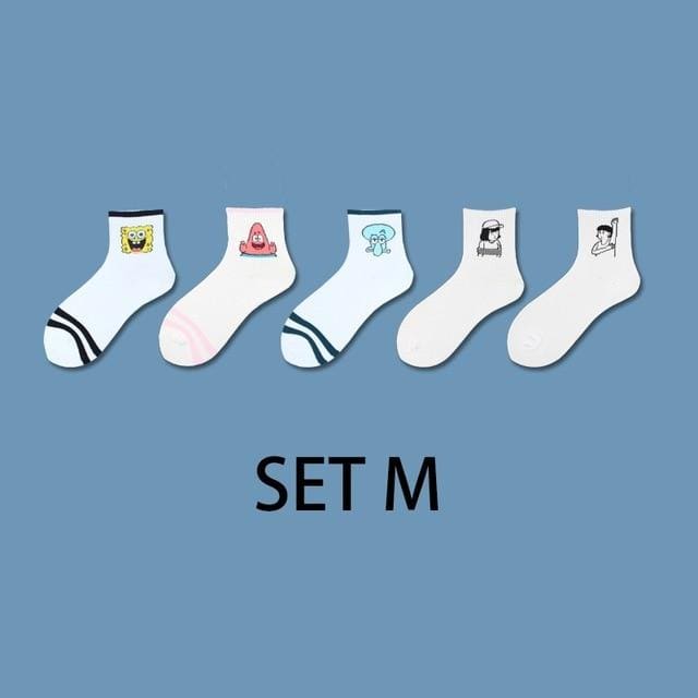 Ins Stil Lustige Tier Gemusterte Frauen Kurze Set Socken 5 Pairs Cartoon Ulzzang Baumwolle Ankle Atmungs Weibliche Harajuku Coole Sox