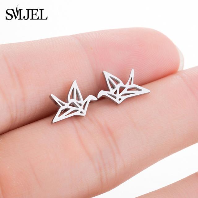 SMJEL Stainless Steel Mickey Stud Earrings for Women Girls Minimalist Fox Cat Hedgehog Earings Jewelry Animal Accessories Gifts