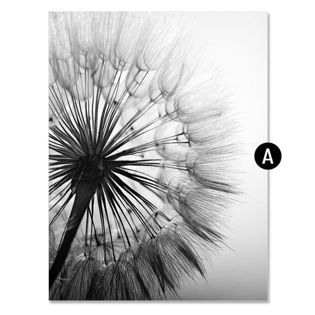 ART ZONE Dandelion Flower Canvas Painting Modern Black White Art Print Picture Home Decor Living Room Abstract Wall Poster