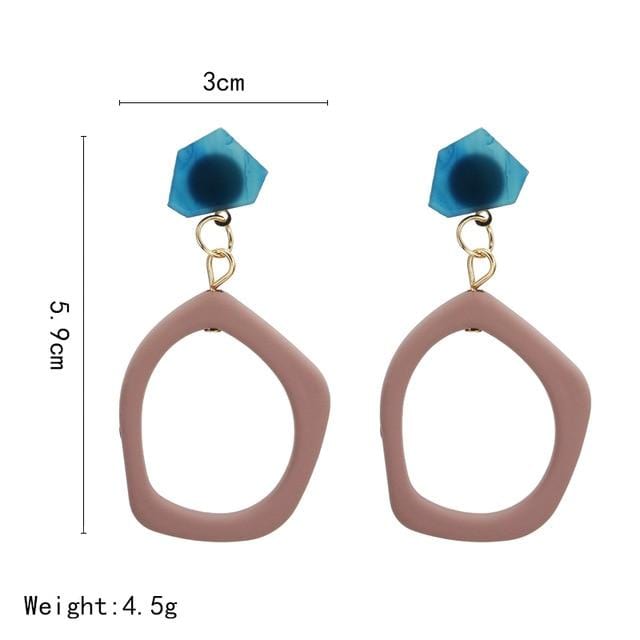 Acrylic Earrings 2019 Big Statement Earrings for Women Resin Oval Square Geometric Drop Dangle Earrings Bohemian Jewelry Gift