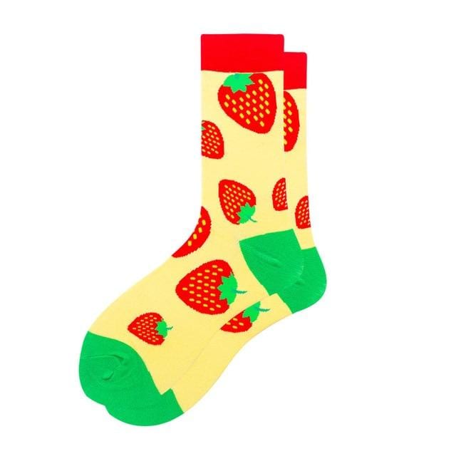 Frauen Socken lustige süße Cartoon-Grafiken Früchte Erdbeere Orange Avocado Wassermelone Kirsche japanische Harajuku Skateboard Socken