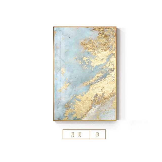 Nodic White Light Blue Canvas Painting Abstract Wall Art Pictures for Living Room Big Cuadros Tableaux Big Gold Poster and Print