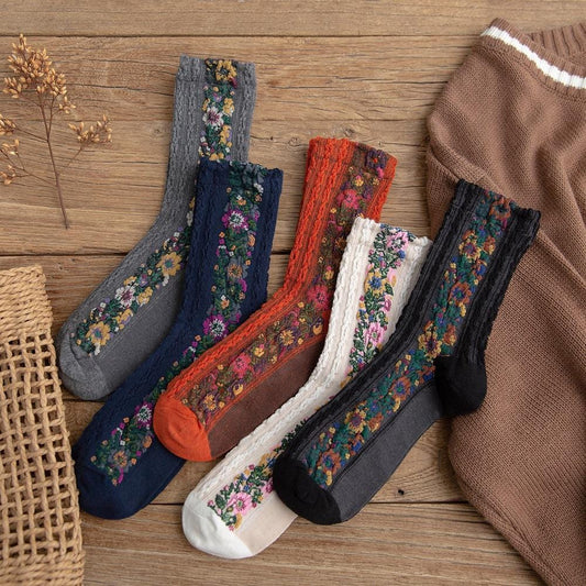 Frühling Herbst Japanischen Harajuku Frau Socken Baumwolle mit Blumen Lustige Socken Frauen Koreanischen Stil Kawaii Mädchen Calcetines Mujer 190