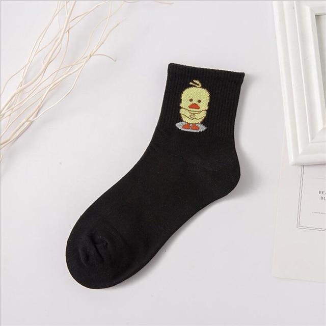 1 Paar Damen Bequeme Baumwollsocken Neue Mode Alle Jahreszeiten Cartoon Tier Stickerei Serie Frauen Frische Harajuku Crew Socken