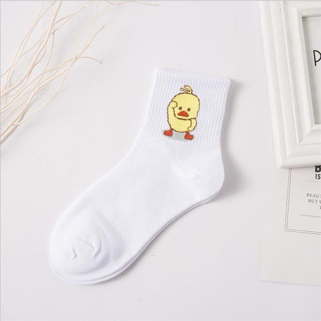 1 Paar Damen Bequeme Baumwollsocken Neue Mode Alle Jahreszeiten Cartoon Tier Stickerei Serie Frauen Frische Harajuku Crew Socken