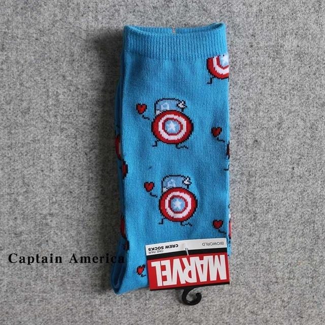 Marvel Comics Hero General Socken Cartoon Iron Man Captain America Kniehohe warme Nahtmuster Rutschfeste Freizeitsocke