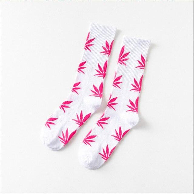 Moda Mulaya Lustige Socken für Damen, bequem, hochwertige Baumwolle, Happy Hemp Leaf Maple, lässig, lang, Weed Crew Socke, Kleid, Harajuku