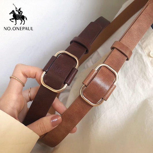 NO.ONEPAUL New fashion designer design ladies luxury brand belt authentic leather ladies trend retro punk student youth belts