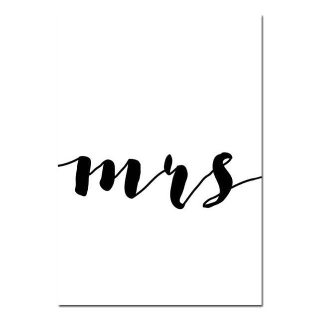 Mr Mrs Family Simple Quotes Wall Art Canvas Poster Minimalist Print Couple Anniversary Painting Picture for Living Room Decor