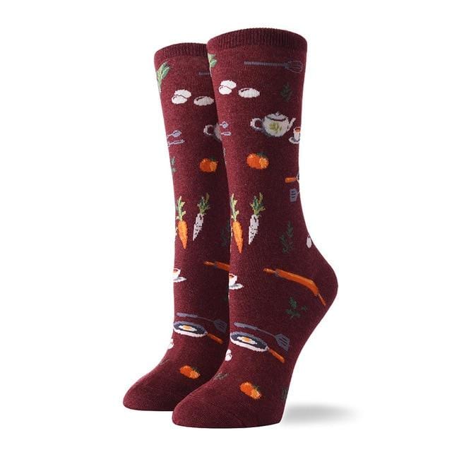 Heißer Verkauf bunte Damen Baumwolle Crew Socken lustige Banane Katze Tier Muster kreative Damen Neuheit Socken für Geschenke