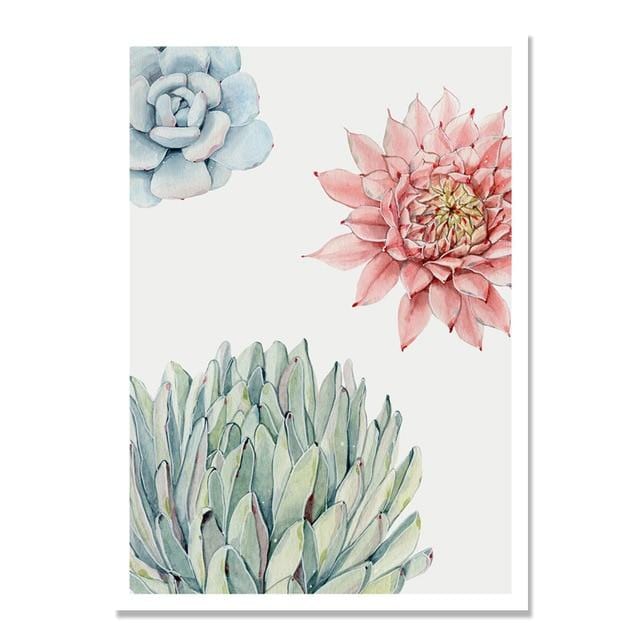 Succulent Plants Nordic Poster Leaf Cactus Flowers Wall Art Print Posters And Prints Canvas Painting Wall Pictures Home Decor