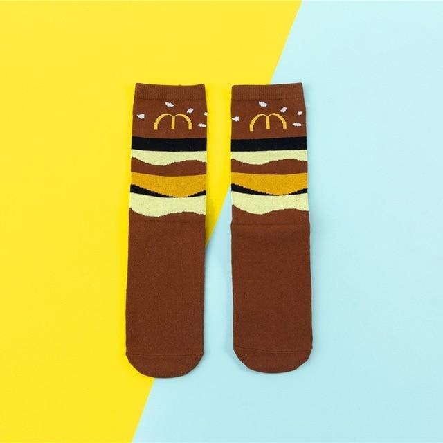 Hot Sales Funny Socks Women Casual Cartoon Fruit Banana Avocado Lemon Egg Cookie Donuts Happy Japanese Harajuku Skateboard Socks