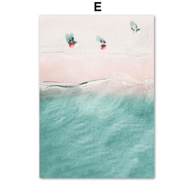 Pink Bus Cactus Pineapple Blue Sea Beach Wall Art Canvas Painting Nordic Posters And Prints Wall Pictures For Living Room Decor