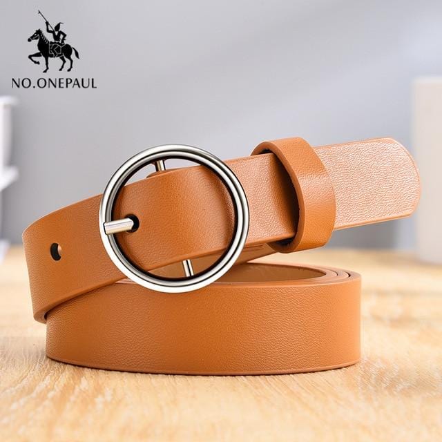 NO.ONEPAUL Designer's famous brand leatherhigh quality belt fashion alloy double ring circle buckle girl jeans dress wild belts