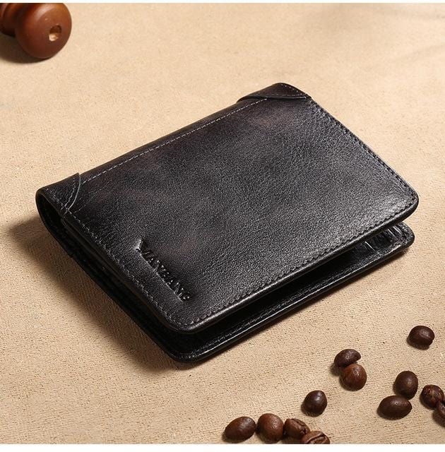 ManBang 2020 New 100% Genuine Leather Men Wallet Small Mini Card Holder Male Walet Pocket Retro purse High quatily