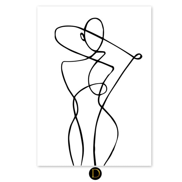 Nordic Minimalist Figures Line Art Sexy Woman Body Nude Wall Canvas Paintings Drawing Posters Prints Decoration for Livingroom