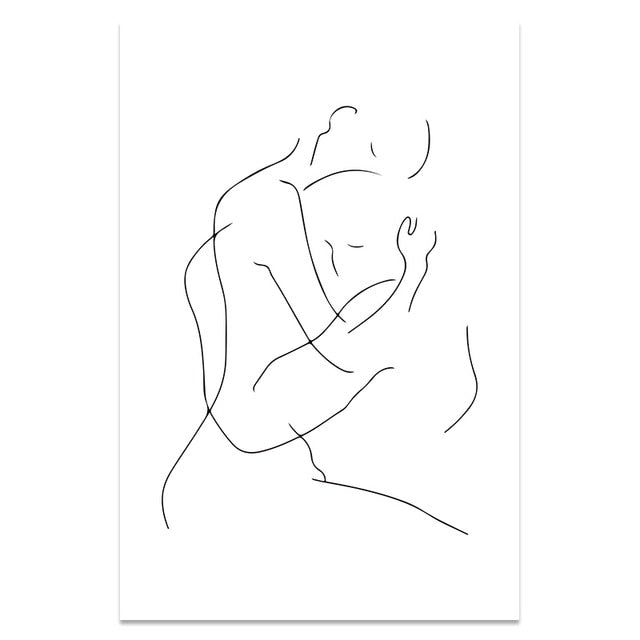 Nordic Minimalist Figures Line Art Sexy Woman Body Nude Wall Canvas Paintings Drawing Posters Prints Decoration for Livingroom