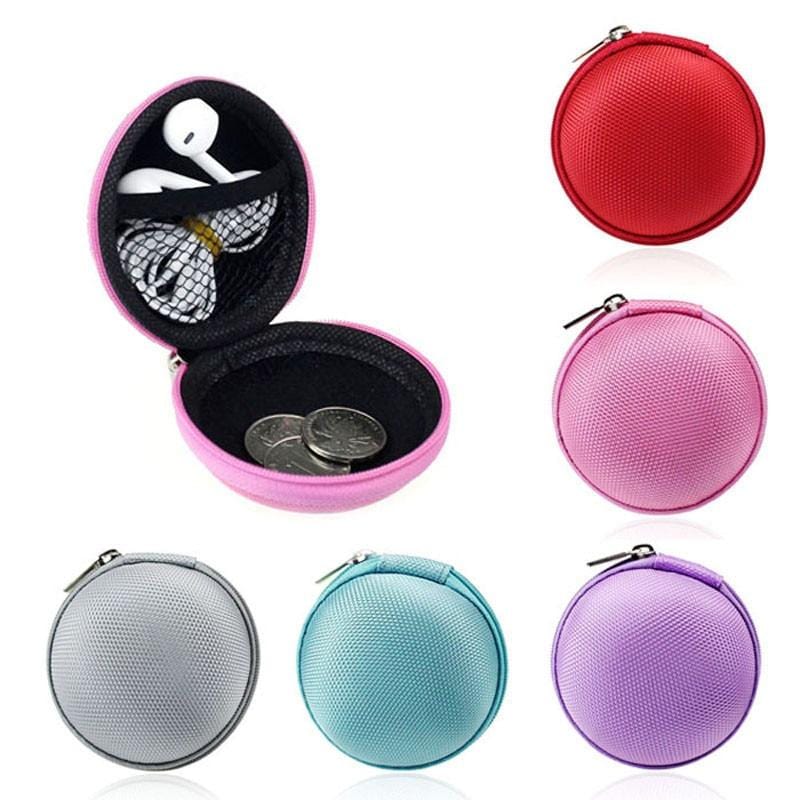 Mini Zipper Earphone Headphone SD Card Storage Bag Box Carrying Pouch Round Case Women Coin Purses Wallet Carteira Feminina