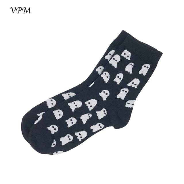 VPM Cotton Crew Women's Socks Casual Cute Streetwear Design Funny Alien Pig Dog Cat Space Print for Girl Gift