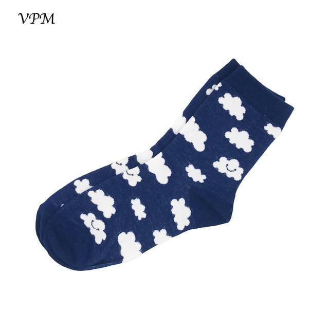 VPM Cotton Crew Women's Socks Casual Cute Streetwear Design Funny Alien Pig Dog Cat Space Print for Girl Gift