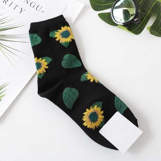 Cute Jacquard/Plants Flowers Pattern Printing Art Socks Women Dandelion/Sunflower Socks Fashion Soft Calcetines Sokken