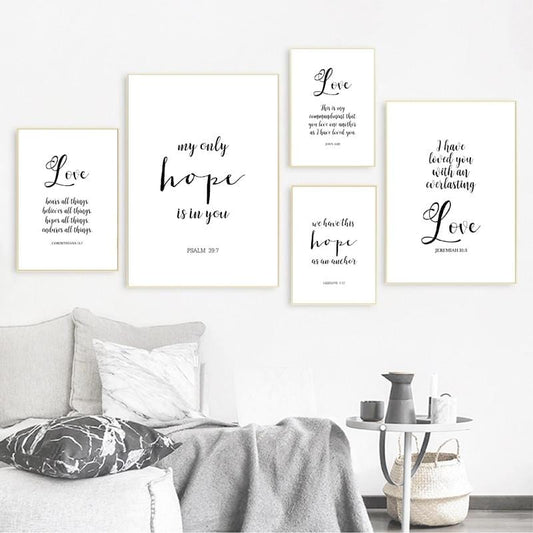 Bible Verses Typography Love Quotes Posters And Prints Christian Scripture Wall Art Painting Black White Picture Home Decor