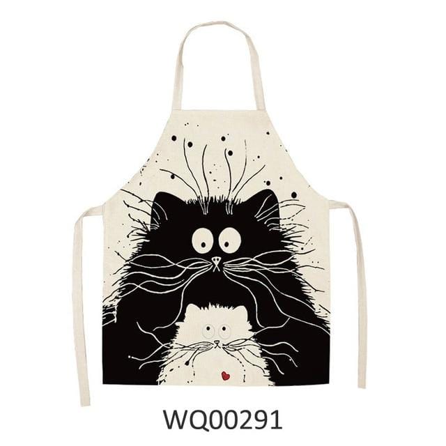 Cute cartoon cat print kitchen apron waterproof apron cotton linen easy to clean home tools 12 styles to choose from-Apron-Ultrabasic