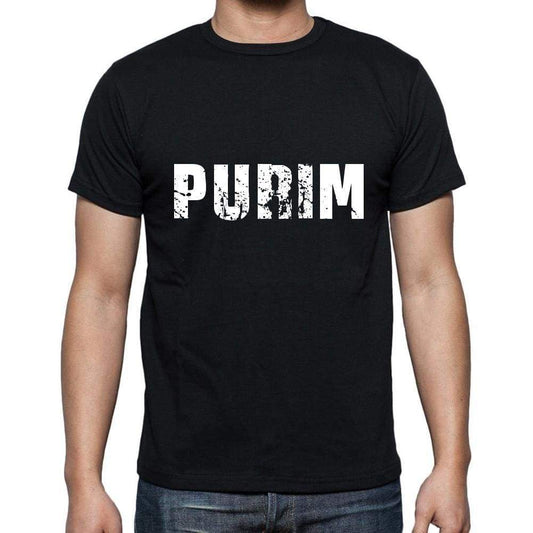 Purim Mens Short Sleeve Round Neck T-Shirt 5 Letters Black Word 00006 - Casual