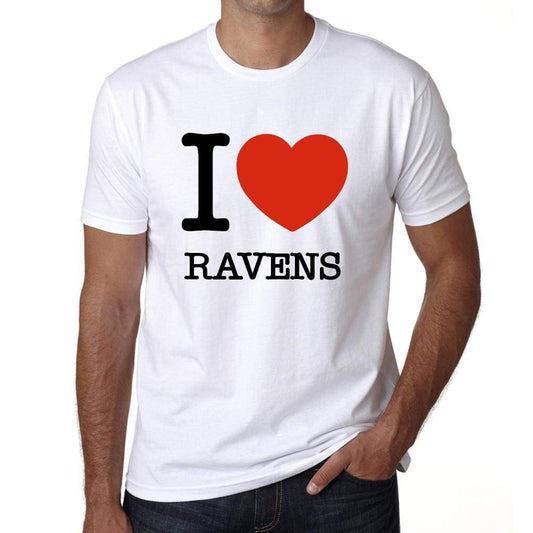 Ravens I Love Animals White Mens Short Sleeve Round Neck T-Shirt 00064 - White / S - Casual