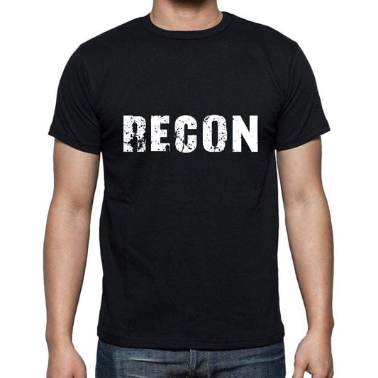 Recon Mens Short Sleeve Round Neck T-Shirt 5 Letters Black Word 00006 - Casual