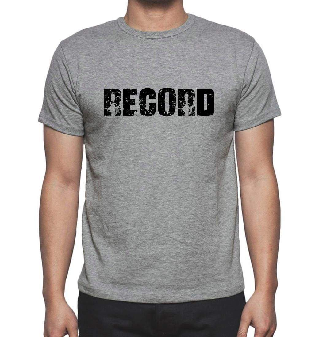 Record Grey Mens Short Sleeve Round Neck T-Shirt 00018 - Grey / S - Casual