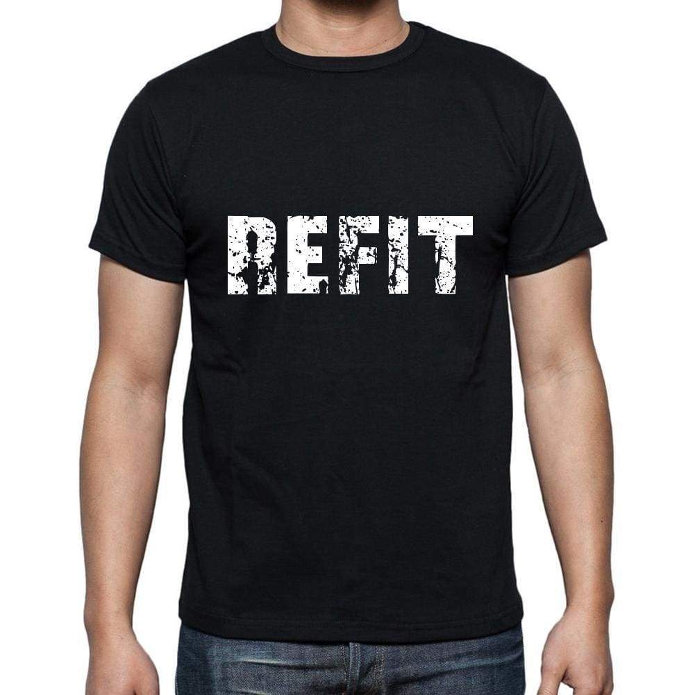 Refit Mens Short Sleeve Round Neck T-Shirt 5 Letters Black Word 00006 - Casual