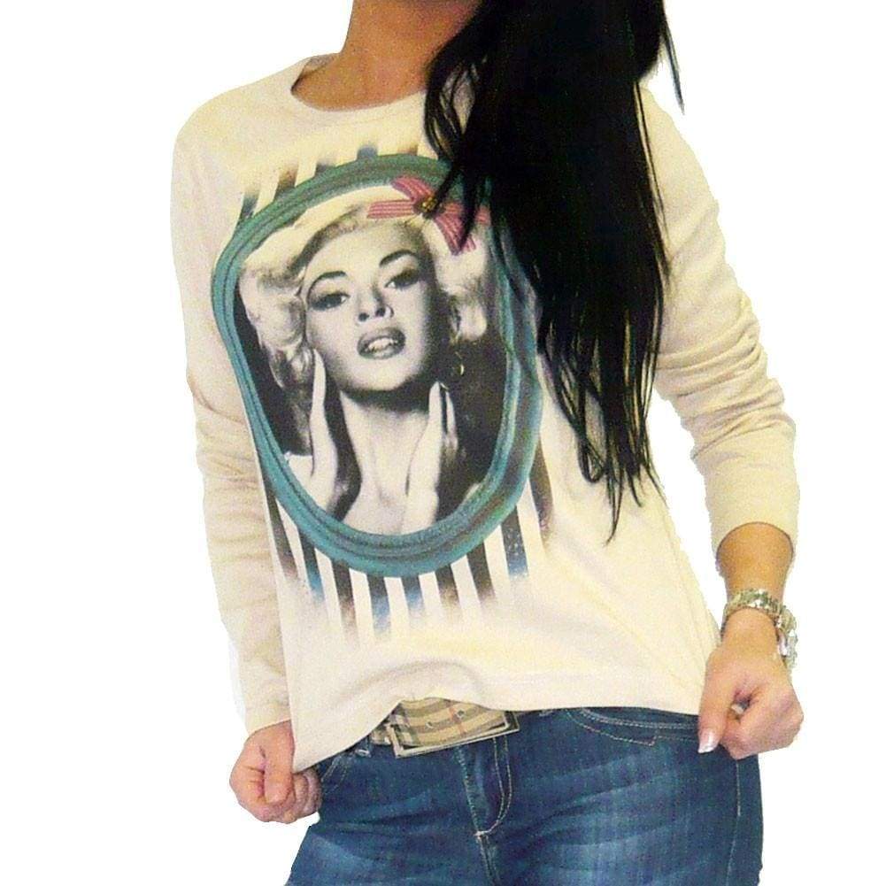 Retro Beige: Womens T-Shirt Long Sleeve One In The City 00275