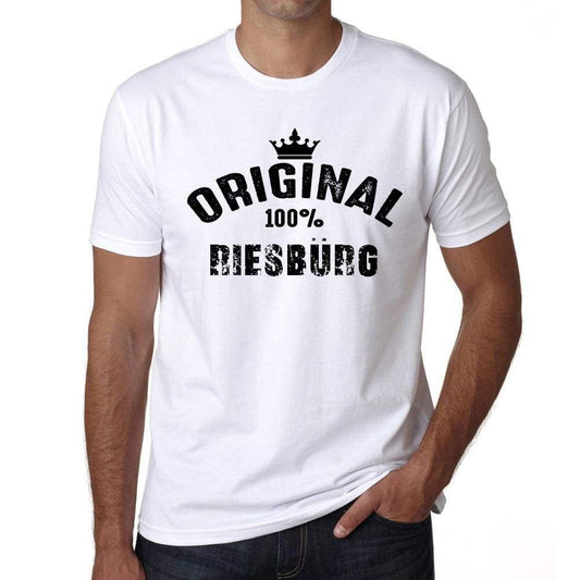 Riesbürg 100% German City White Mens Short Sleeve Round Neck T-Shirt 00001 - Casual