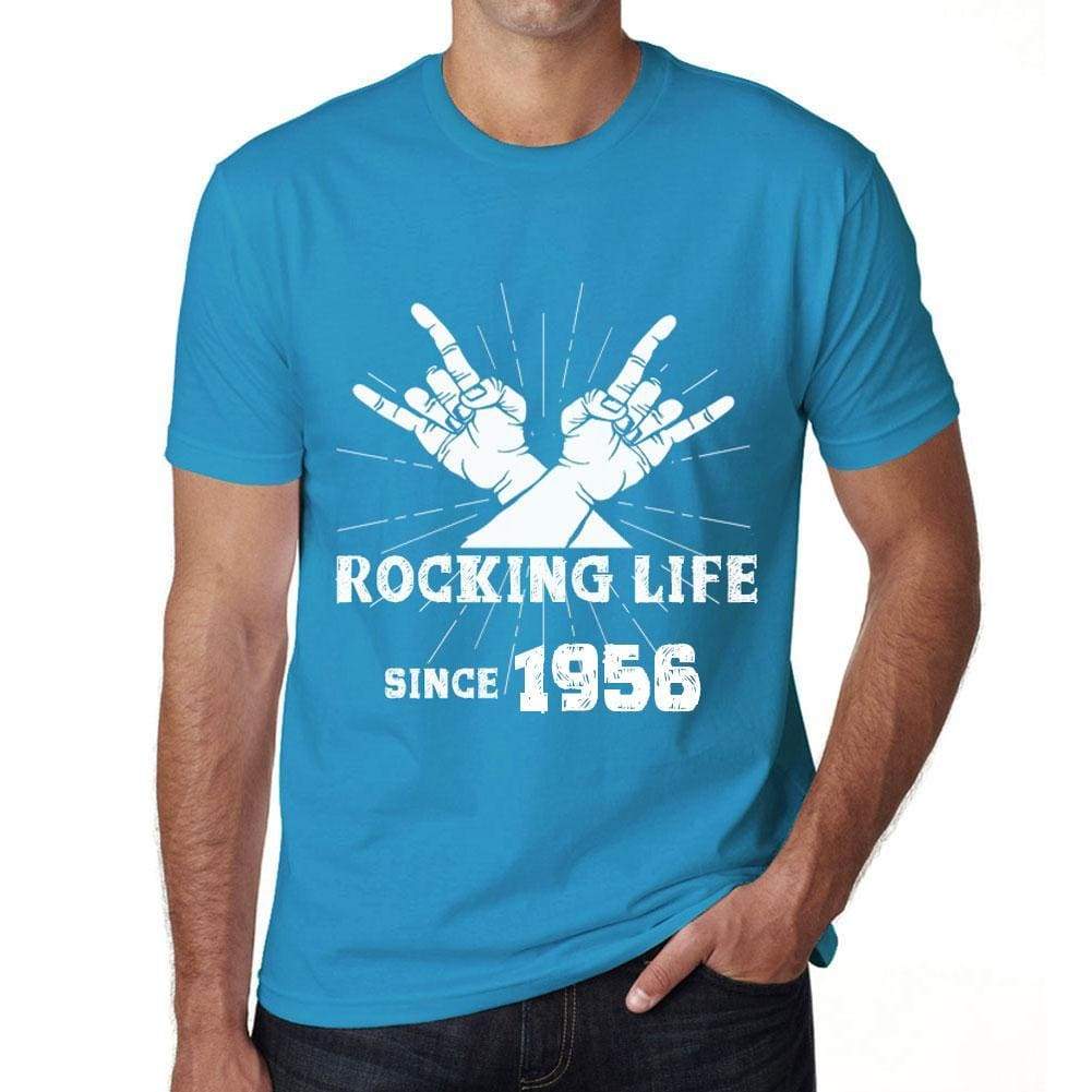Rocking Life Since 1956 Mens T-Shirt Blue Birthday Gift 00421 - Blue / Xs - Casual