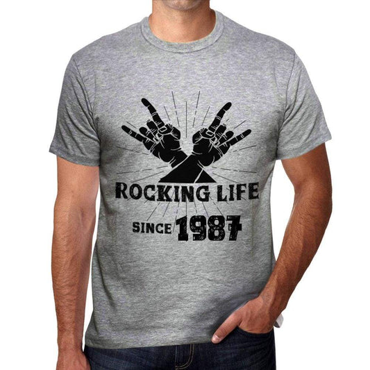 Rocking Life Since 1987 Mens T-Shirt Grey Birthday Gift 00420 - Grey / S - Casual