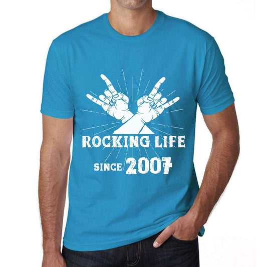 Rocking Life Since 2007 Mens T-Shirt Blue Birthday Gift 00421 - Blue / Xs - Casual