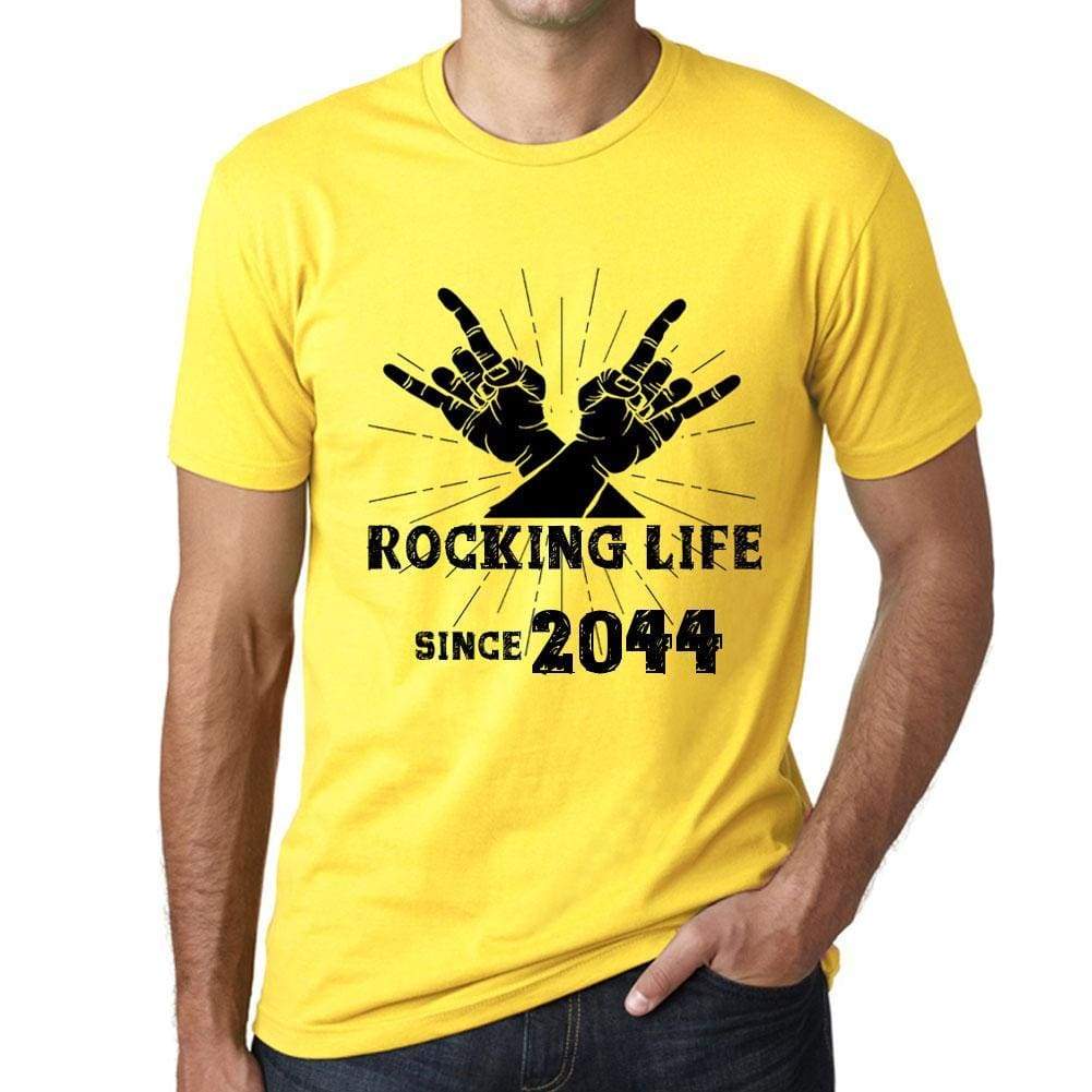 Rocking Life Since 2044 Mens T-Shirt Yellow Birthday Gift 00422 - Yellow / Xs - Casual