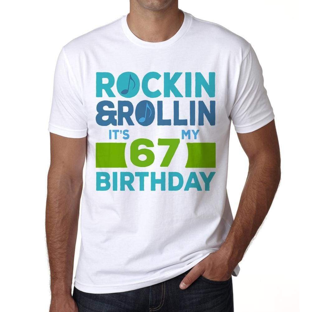 Rockin&rollin 67 White Mens Short Sleeve Round Neck T-Shirt 00339 - White / S - Casual