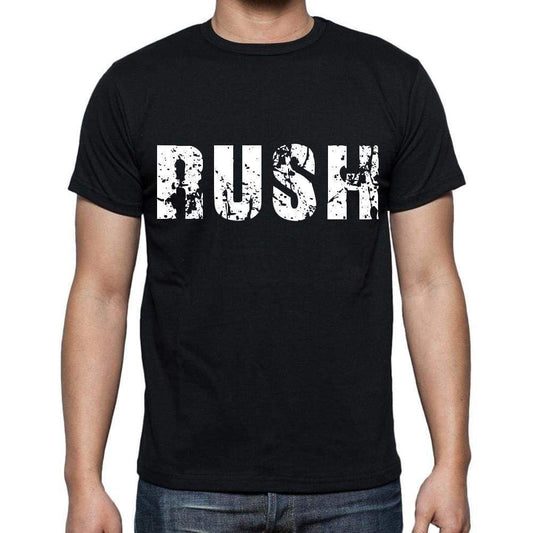 Rush White Letters Mens Short Sleeve Round Neck T-Shirt 00007