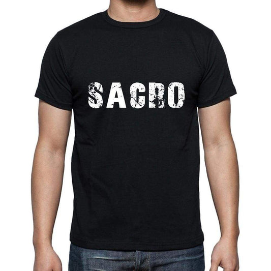 sacro Men's Short Sleeve Round Neck T-shirt , 5 letters Black , word 00006 - Ultrabasic