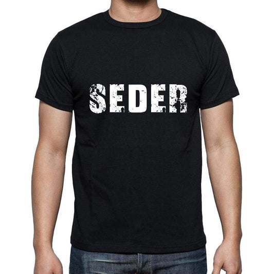 Seder Mens Short Sleeve Round Neck T-Shirt 5 Letters Black Word 00006 - Casual