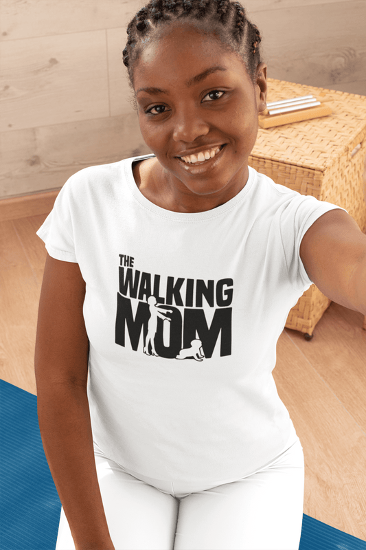 Ultrabasic - Femme Graphique Walking Mom T-Shirt Action de Grâces Xmas Cadeau Idées Tee Blanco